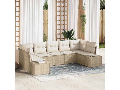 Sada zahradních pohovek s polštářem 7 pcs Béžová polyratan 3347211