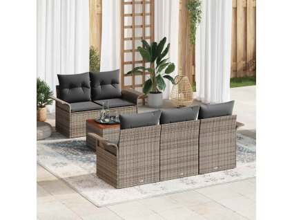 Sada zahradních pohovek s polštářem 6 pcs Šedá polyratan 3347265