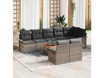 Sada zahradních pohovek s polštářem 9 pcs Šedá polyratan 3347342