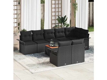 Sada zahradních pohovek s polštářem 9 pcs Černá polyratan 3347345