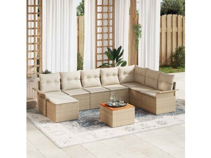 Sada zahradních pohovek 9 pcs Béžová Poly ratan 3347365