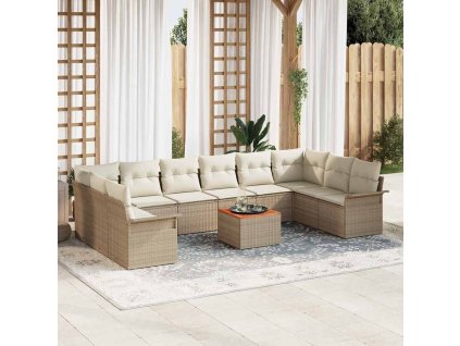 Sada zahradních pohovek s polštářem 11 pcs Béžová polyratan 3347379