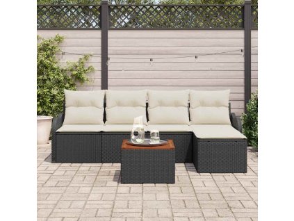 Sada zahradních pohovek 6 pcs Černá Poly ratan 3347439