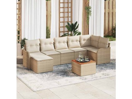 Sada zahradních pohovek 8 pcs Béžová Poly ratan 3347484