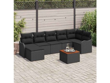 Sada zahradních pohovek 8 pcs Černá Poly ratan 3347485