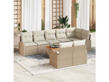 Sada zahradních pohovek 9 pcs Béžová Poly ratan 3347596