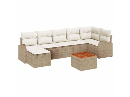 Sada zahradních pohovek 8 pcs Béžová Poly ratan 3347610