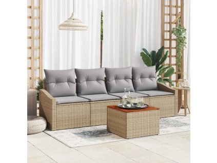 Sada zahradních pohovek s polštářem 5 pcs Béžová polyratan 3347763