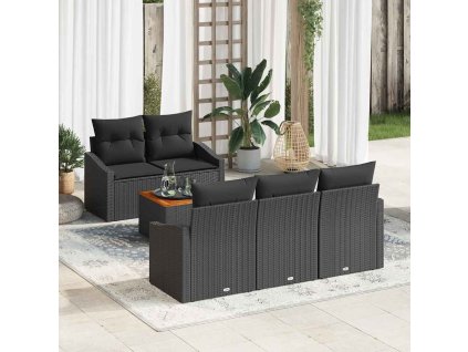 Sada zahradních pohovek s polštářem 6 pcs Černá polyratan 3347772