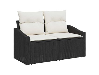 Sada zahradních pohovek s polštářem 7 pcs Černá polyratan 3347775