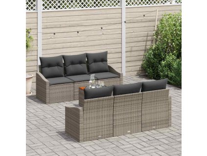 Sada zahradních pohovek s polštářem 7 pcs Šedá polyratan 3347776