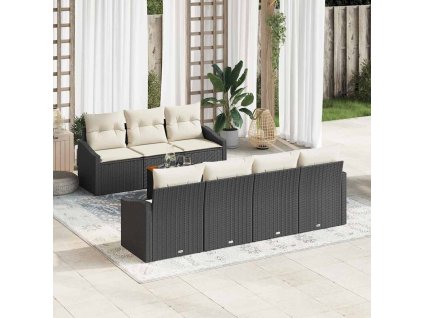 Sada zahradních pohovek s polštářem 8 pcs Černá polyratan 3347789