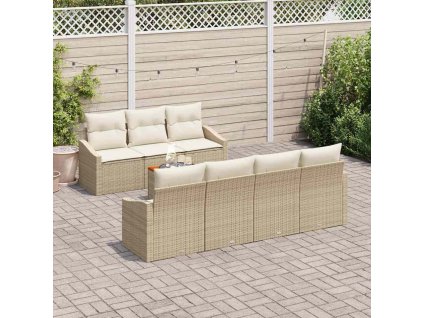 Sada zahradních pohovek s polštářem 8 pcs Béžová polyratan 3347792