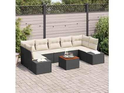 Sada zahradních pohovek s polštářem 8 pcs Černá polyratan 3347922