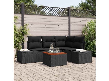 Sada zahradních pohovek s polštářem 5 pcs Černá polyratan 3347954