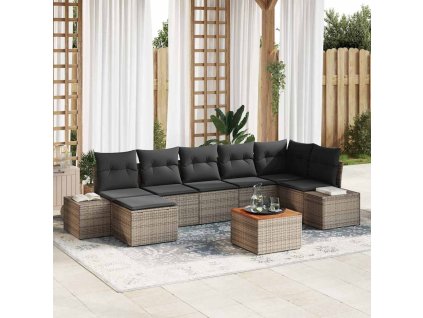 Sada zahradních pohovek s polštářem 8 pcs Šedá polyratan 3347986