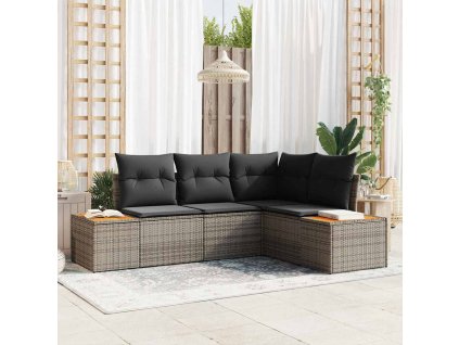 Sada zahradních pohovek s polštářem 5 pcs Béžová Poly ratan 3348075