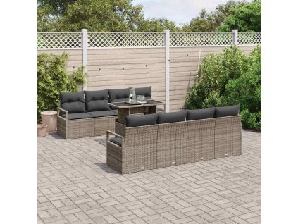 Sada zahradních pohovek s polštářem 7 pcs Šedá polyratan 3348785