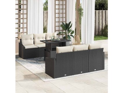 Sada zahradních pohovek 7 pcs Černá a krémová 100 x 55 x 73 cm 3348923