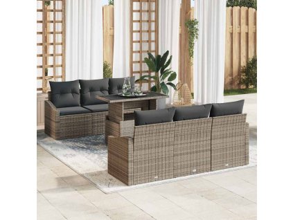 Sada zahradních pohovek s úložištěm 7 pcs Šedá polyratan 3348925