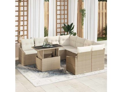 Sada zahradních pohovek 9 pcs Béžová a krémová polyratan 3348977