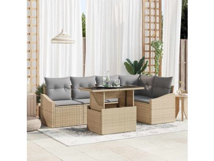 Sada zahradních pohovek s polštářem 6 pcs béžová a světle šedá 3349006