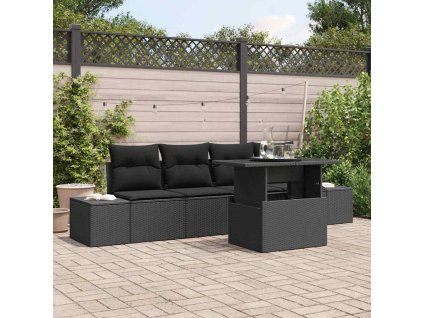 Set pohovek s polštářem 5 pcs Černá polyratan 3349089
