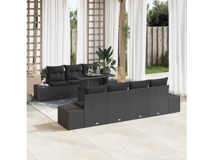 Set pohovek s polštářem 8 pcs Černá polyratan 3349129