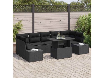 Set pohovek s polštářem 8 pcs Černá polyratan 3349139