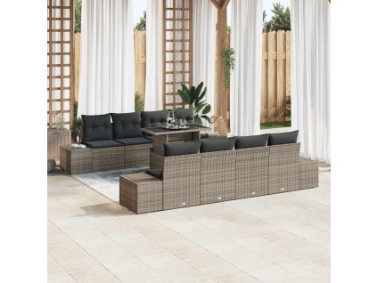 Set pohovek s polštářem 7 pcs Šedá polyratan 3349145