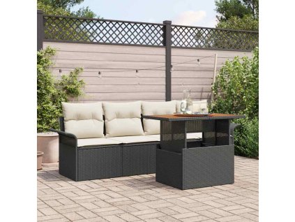 Sada zahradních pohovek 5 pcs Černá a krémová polyratan 3349263