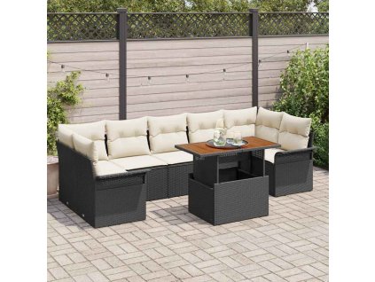 Sada zahradních pohovek s polštářem 8 pcs Černá a krémová 3349298