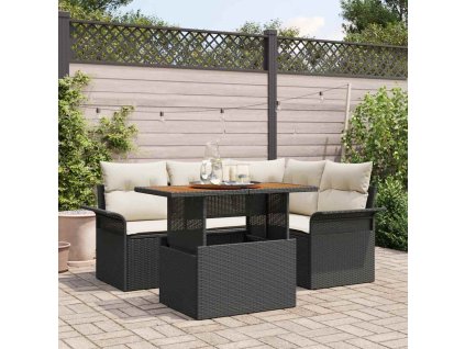 Sada zahradních pohovek s polštářem 5 pcs Černá a krémová 3349326