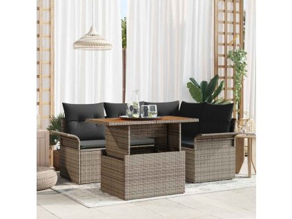 Sada zahradních pohovek s polštářem 5 pcs Šedá 3349327