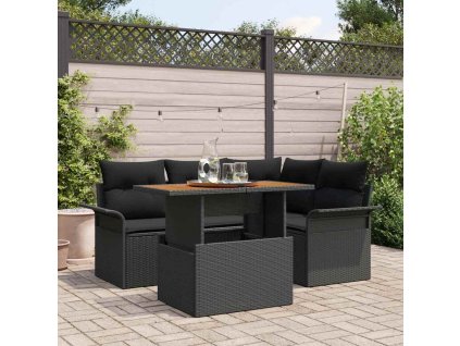 Sada zahradních pohovek s polštářem 5 pcs Černá 3349330