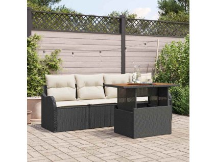 Sada zahradních pohovek s polštářem 5 pcs Černá a krémová 3349389