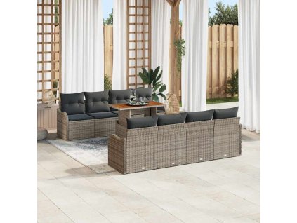 Sada zahradních pohovek s polštářem 7 pcs Šedá 3349432