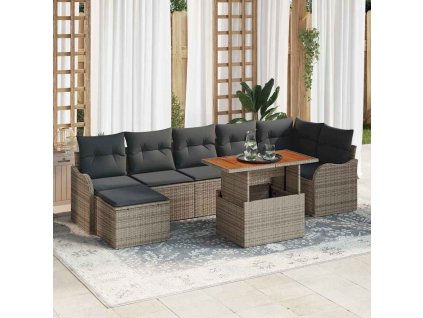 Sada zahradních pohovek s polštářem s úložištěm 8 pcs Šedá 3349488