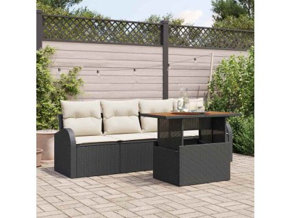 Sada zahradních pohovek s polštářem 5 pcs Černá a krémová 3349515