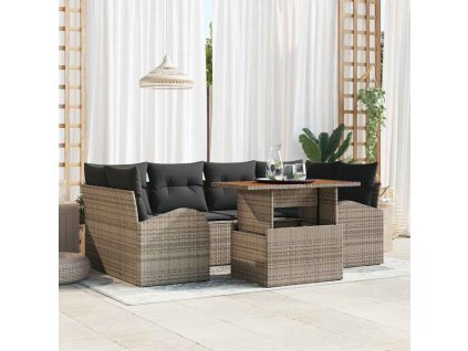 Sada zahradních pohovek s polštářem 7 pcs Šedá 3349537