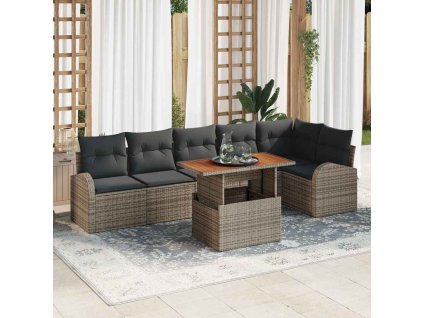 Sada zahradních pohovek s polštářem 7 pcs Šedá 3349593