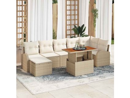 Sada zahradních pohovek s polštářem 8 pcs béžová a krémová 3349616