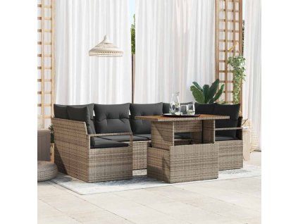 Sada zahradních pohovek s polštářem 7 pcs Šedá 100 x 55 x 73 cm 3349663