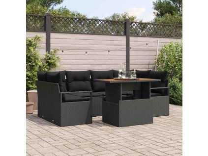 Sada zahradních pohovek 7 pcs Černá 100 x 55 x 73 cm 3349666