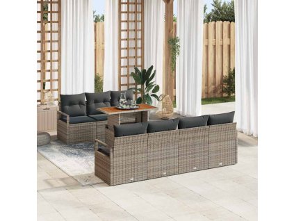 Sada zahradních pohovek 8 pcs Šedá a hnědá 100 x 55 x 73 cm 3349670