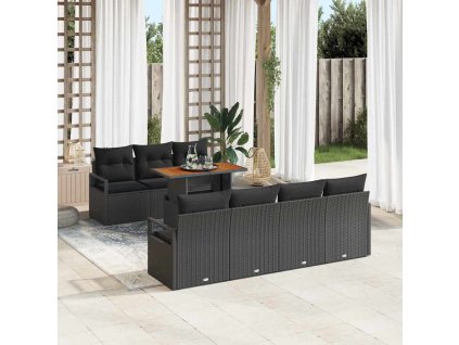 Sada zahradních pohovek 8 pcs Černá a hnědá 100 x 55 x 73 cm 3349673