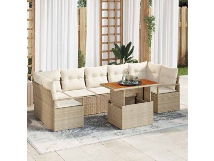 Sada zahradních pohovek s polštářem 8 pcs Béžová a krémová 3349679