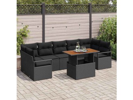 Sada zahradních pohovek 8 pcs Černá a hnědá 100 x 55 x 73 cm 3349680