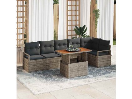 Zahradní jídelní souprava 7 pcs Šedá a hnědá 100 x 55 x 73 cm 3349719