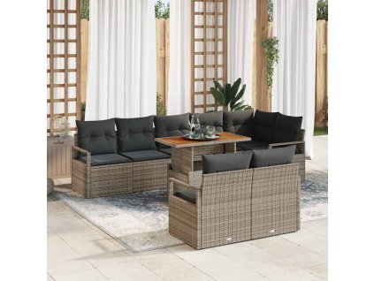 Sada zahradních pohovek 9 pcs Šedá a hnědá 100 x 55 x 73 cm 3349726